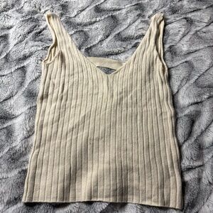 FP Movement by Free People Cream Ribbed Tank Top